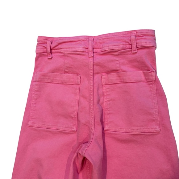 Zara Hot Pink Marine Straight High Rise Wide Leg Jeans 
Raw Hem, Sz 4 - Picture 12 of 15